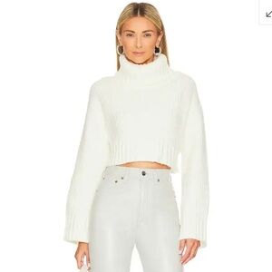 Lovers and Friends Feya Cropped turtleneck ivory sweater coastal cottagecore S